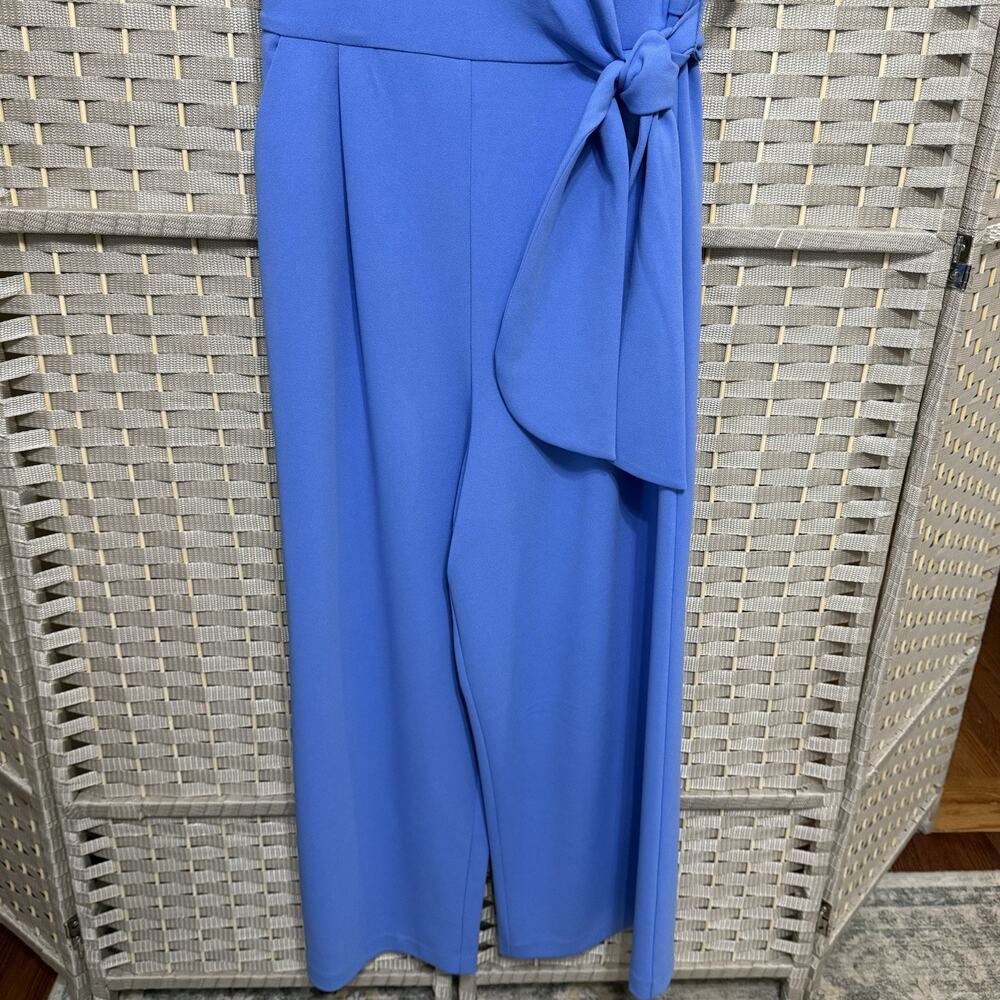 Tahari ASL Scuba Crepe Side Knot Jumpsuit Women’s Size 12 Blue Crop Wide Leg NEW - Picture 5 of 12